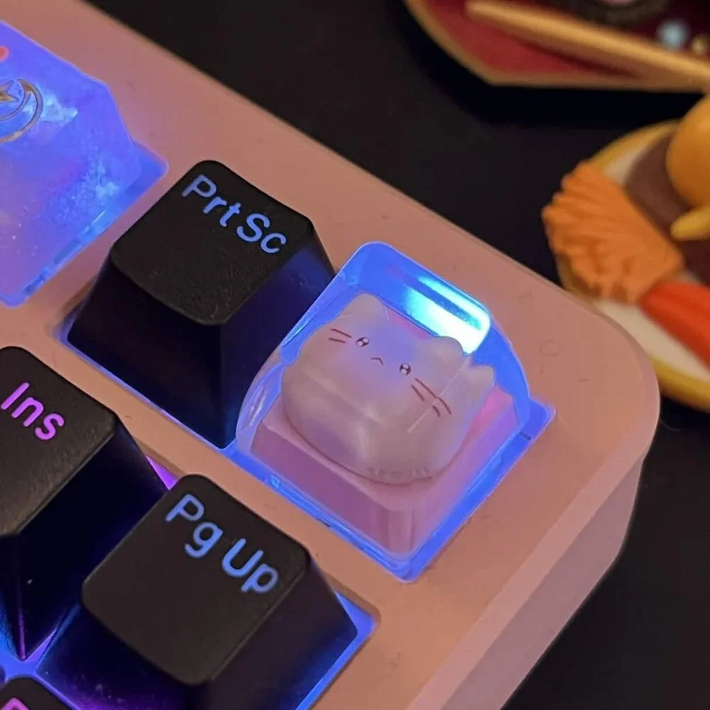 Pink Cute Kitty Keycap for OEM Mechanical Keyboard with cross axis